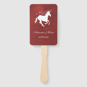 Rotes Einhorn Gastgeschenk Hochzeit Handfan Fächer