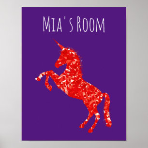 Rotes Einhorn mystische Kreatur Kind Name Schlafzi Poster