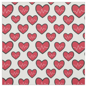 Rotes EKG Herz medizinisches Muster Stoff