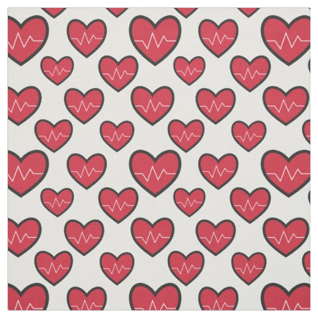Rotes EKG Herz medizinisches Muster Stoff (Muster)