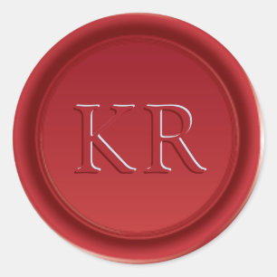 Rotes elegantes Monogramm-Wachssiegel Runder Aufkleber