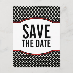 Rotes Elegantes Quartieren Save the Date Postkarte