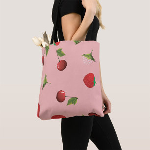 Rotes Erdbeer- und Kirschenmuster Rosa Frucht