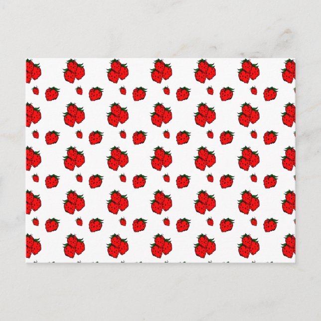Rotes Erdbeermuster Leere Postkarte (Vorderseite)