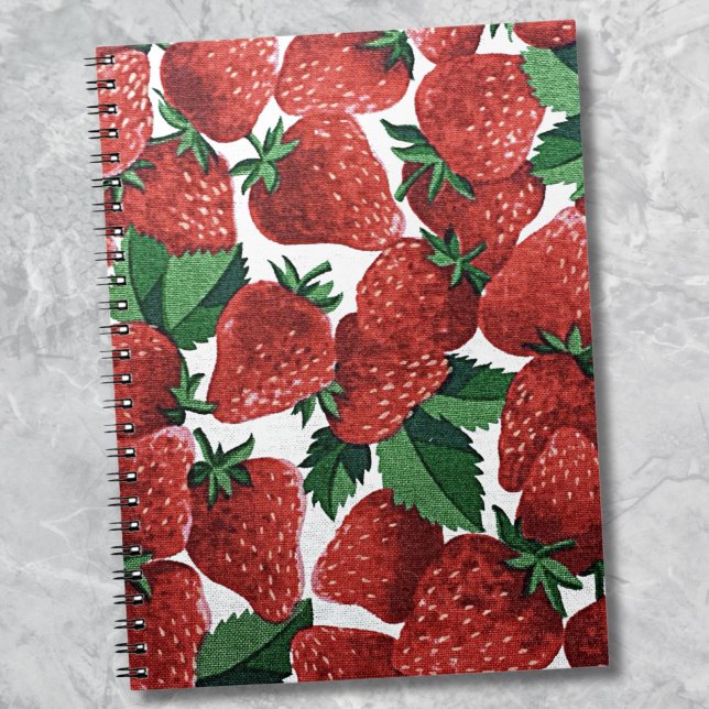 Rotes Erdbeermuster Notizblock (Red Strawberry Pattern notebook)