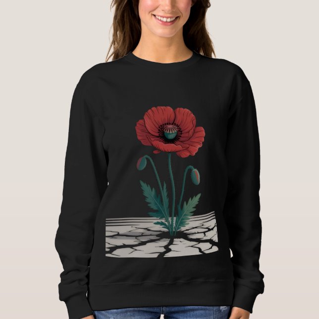 Rotes Erinnerungsmohn-Wachstums-T-Shirt Sweatshirt (Vorderseite)