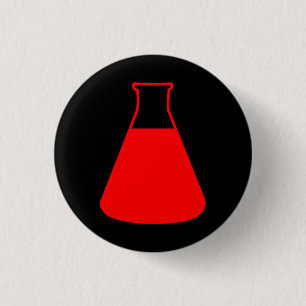 Rotes Erlenmeyer-Kolben Chemie-Knopf-Button Button