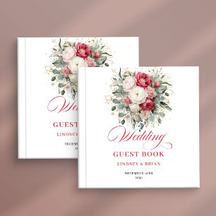 Rotes Erröten Florales Boho Hochzeitsgästebuch Pos Gästebuch