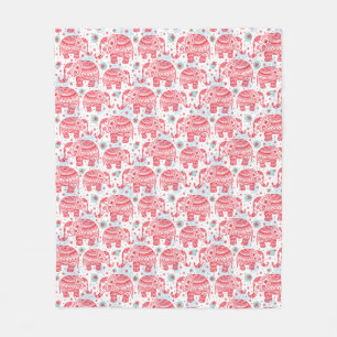 Rotes ethnisches Elefant-Muster Fleecedecke