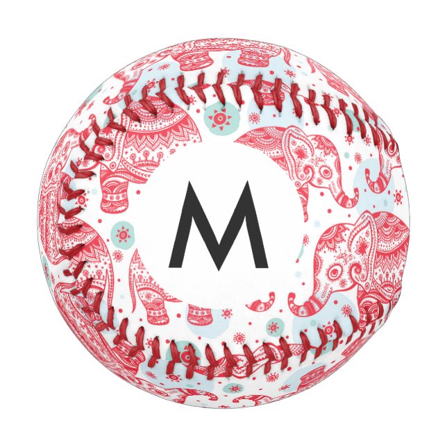 Rotes ethnisches Elefantenmuster Baseball (Vorderseite Links)