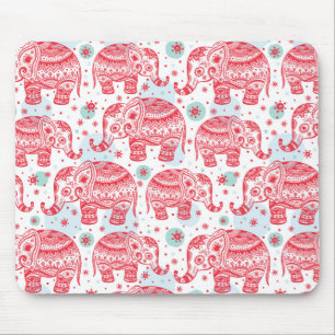 Rotes ethnisches Elefantenmuster Mousepad