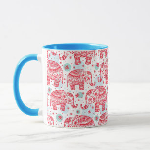 rotes ethnisches Elefantenmuster Tasse