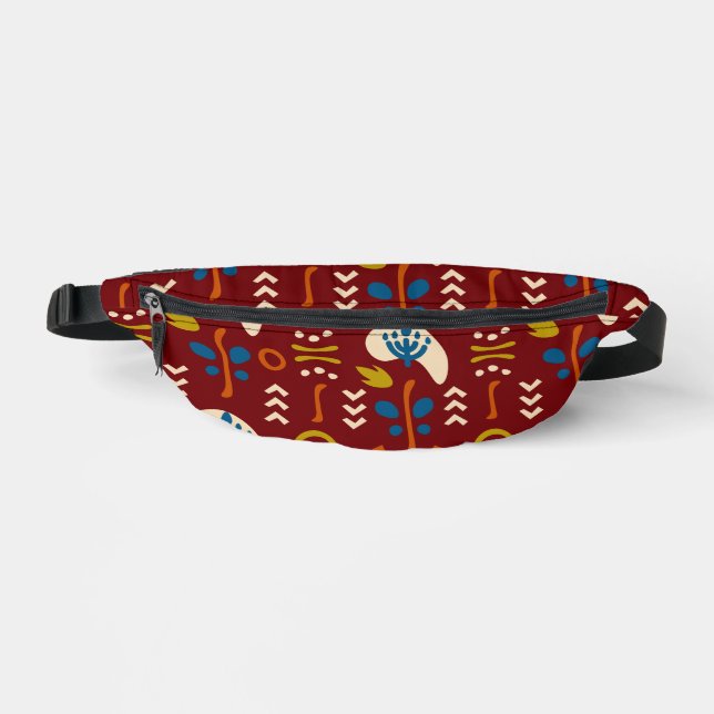 Rotes ethnisches Sommer-Boho-Blumenmuster Bauchtasche (Vorderseite)