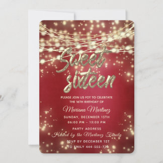 Rotes extravagantes, elegantes Streichlicht golden Einladung