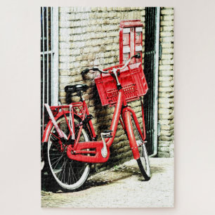 Rotes Fahrrad & Amsterdam, Niederlande /vintage Puzzle