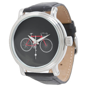 Rotes Fahrrad auf schwarz Armbanduhr