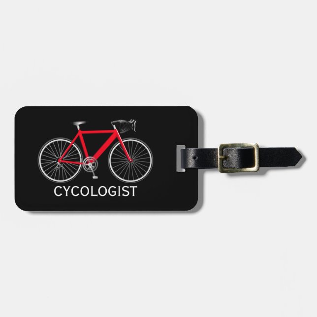 Rotes Fahrrad auf Schwarz Gepäckanhänger (Vorderseite horizontal)