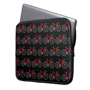 Rotes Fahrrad auf Schwarz Laptopschutzhülle