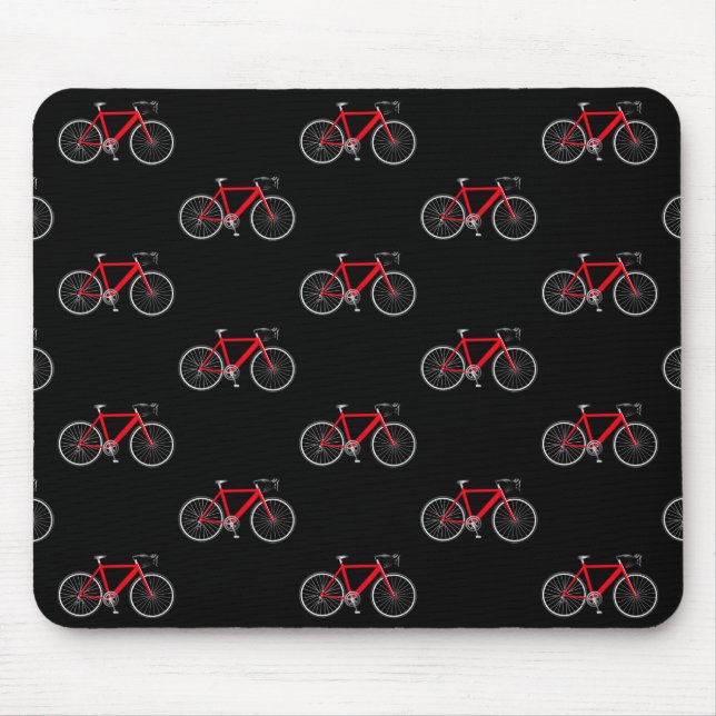 Rotes Fahrrad auf schwarz Mousepad (Vorne)