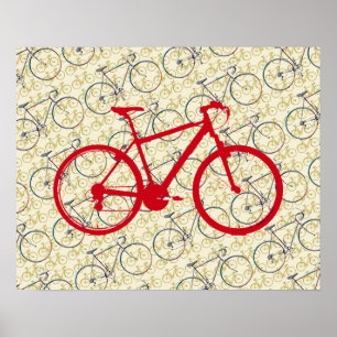 Rotes Fahrrad . Bike-Einrichtung Poster
