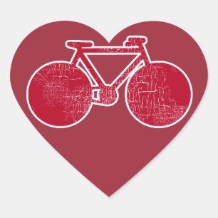 Rotes Fahrrad Herz-Aufkleber