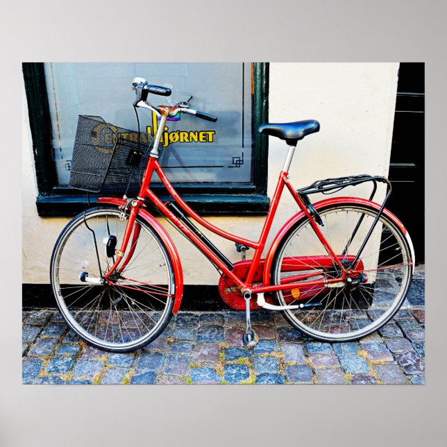 Rotes Fahrrad, Kopenhagen, Dänemark Poster (Vorne)