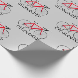 Rotes Fahrrad mit Text des Zykologen auf Grayr Geschenkpapier