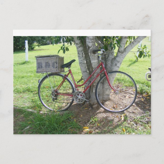 Rotes Fahrrad Postkarte (Vorderseite)