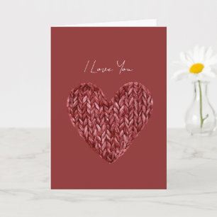 Rotes falsches Strickherz Ich liebe dich Karte