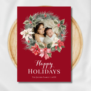 Rotes Familienfoto im Kranz Weihnachten