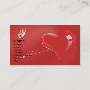 ROTES FANTASIE-HERZ UND SCHMETTERLING VISITENKARTE