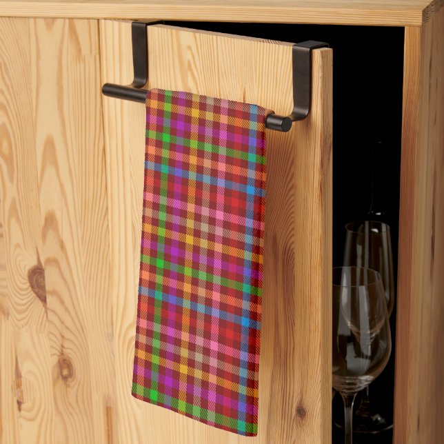 Rotes farbenfrohes Gingham-Karo-Muster  Geschirrtuch (Drittel gefaltet)