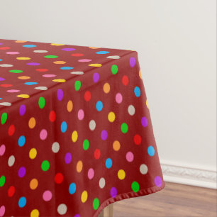 Rotes farbenfrohes Regenbogen-Punkte-Design Tischdecke