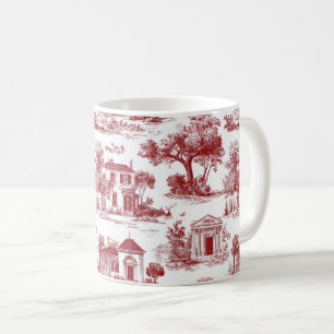 Rotes Farmhaus-Toile-Szenenbaum-Muster Kaffeetasse