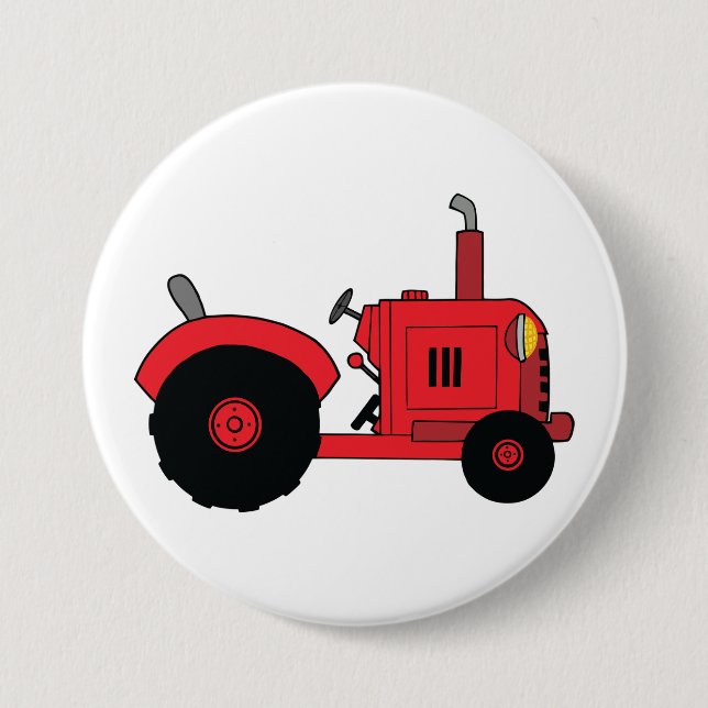 Rotes Farmtraktor-Fahrzeug Button (Vorderseite)