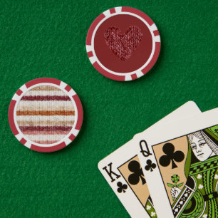 Rotes Faux-Knitt-Herz Pokerchips