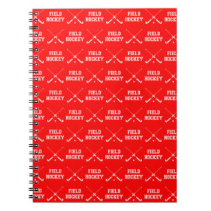 Rotes Feld-Hockey-Notizbuch Notizblock