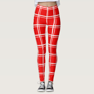 Rotes Fensterpaneel-Karo-Gitter-Streifen-Muster-De Leggings