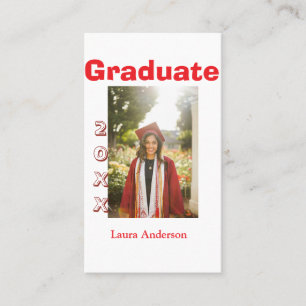Rotes fettes Foto-Abschluss mit Namen und Klassent Visitenkarte