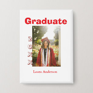 Rotes fettes Foto Abschluss Name Klasse Text Button