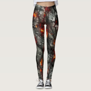 Rotes Feuer, schwarze fantastische abstrakte Leggings