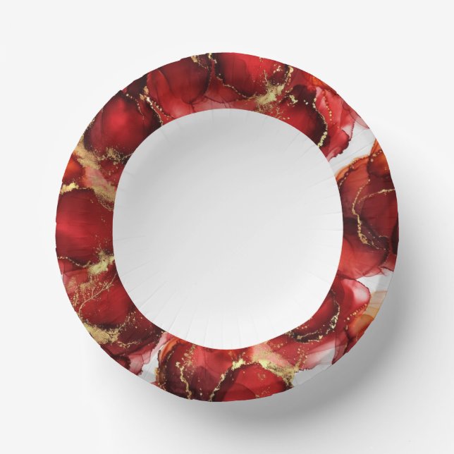 Rotes Feuermuster Pappteller (Vorderseite)