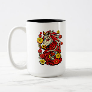 Rotes Feuerpferd – Chinesischer Zodiak 2026 Zweifarbige Tasse