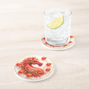 Rotes Feuerpferd - Neujahrsfeier 2026 - Design Getränkeuntersetzer