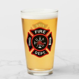 Rotes Feuerwehr-Feuerwehrmann-Abzeichen Glas