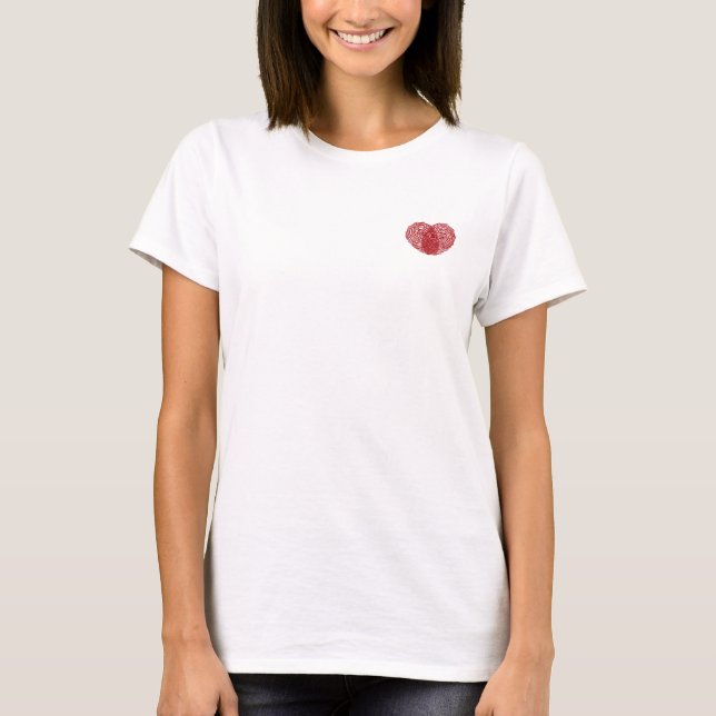 Rotes Fingerabdruck-Herz T-Shirt (Vorderseite)