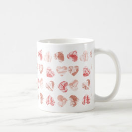 Rotes Fingerabdruck-Herzen-Muster Valentinstag Kaffeetasse