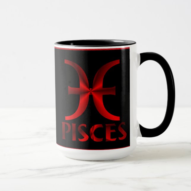 Rotes Fisch-Horoskop-Symbol Tasse (Rechts)