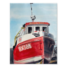 Rotes Fischerboot Arctic Dawn
