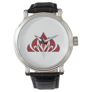 rotes Flammenlogo auf der Uhr